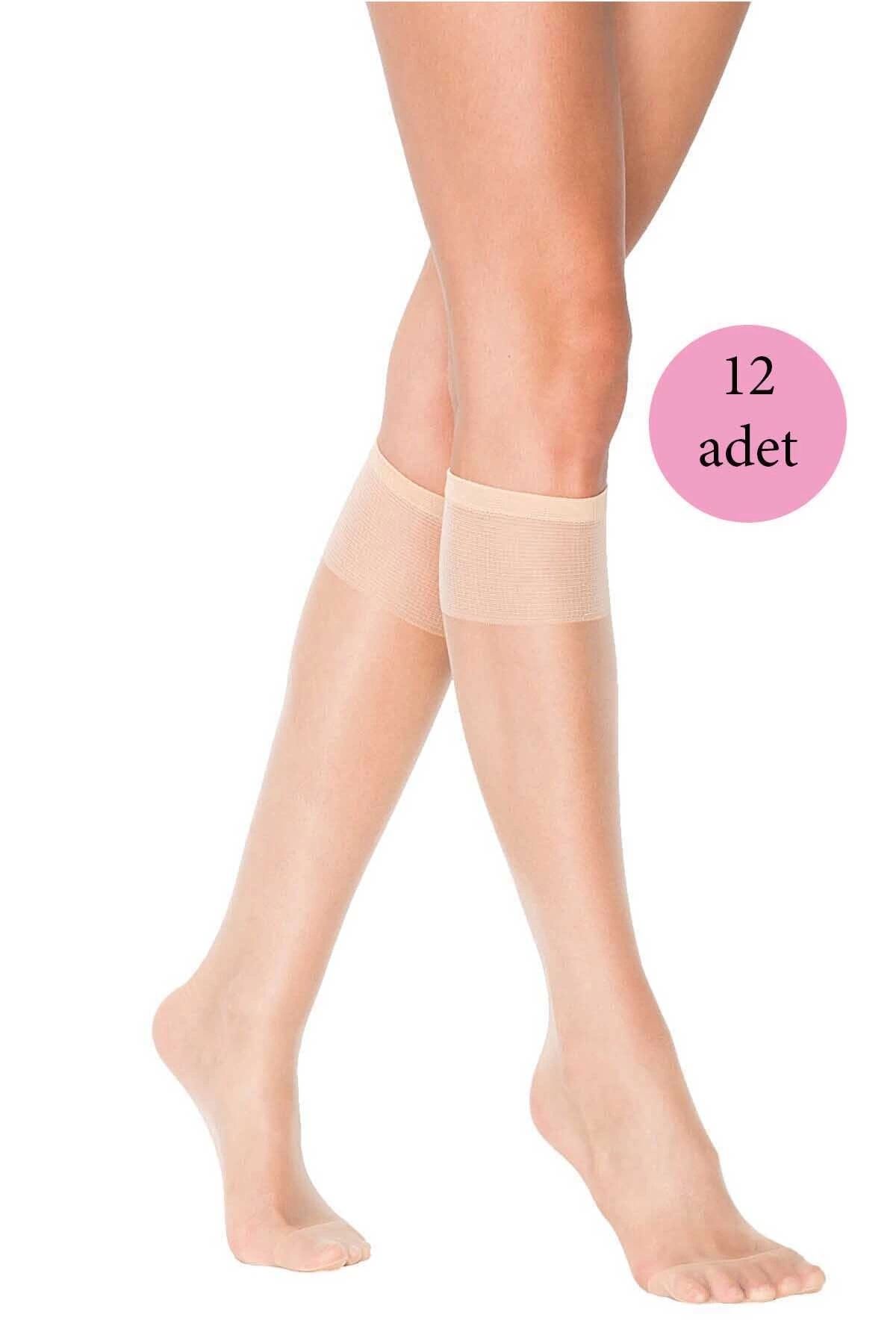 GiyimCity 12 Adet Süper Ince 15 den Mat Pantolon Çorabı Açık Ten