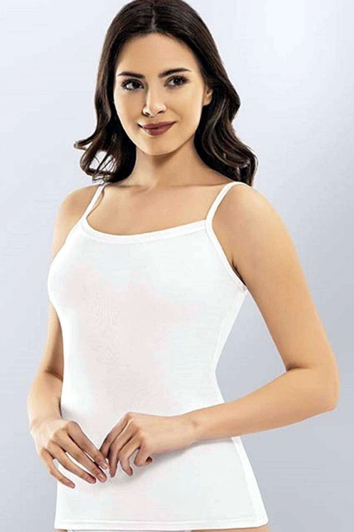 GiyimCity Kota İp Askılı Beyaz Atlet 6091