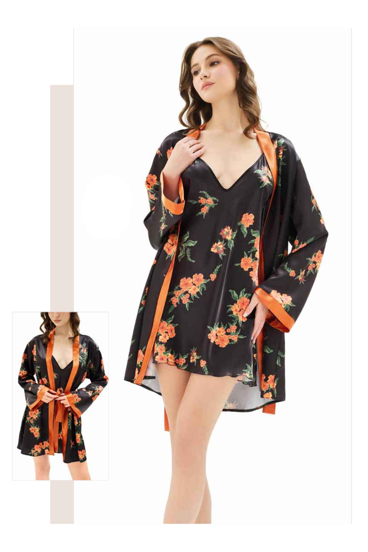 Genel Markalar İç Giyim MOONGİRL Saten Kısa İkili Gecelik Takım