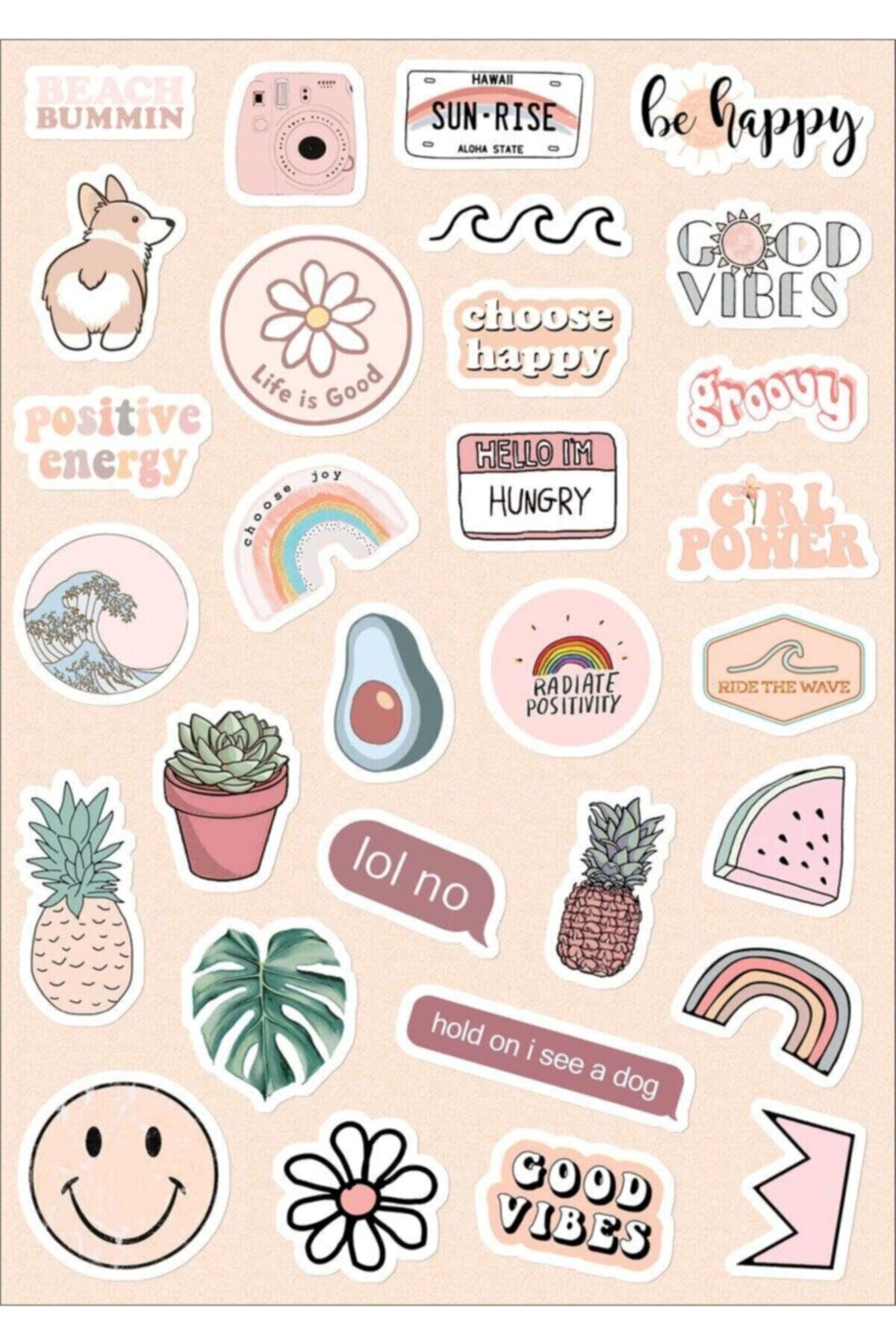 hediyenebak Smile Eğlenceli Sticker Seti | Laptop Ajanda Pc Tablet Telefon Defter Etiket Bullet Journal