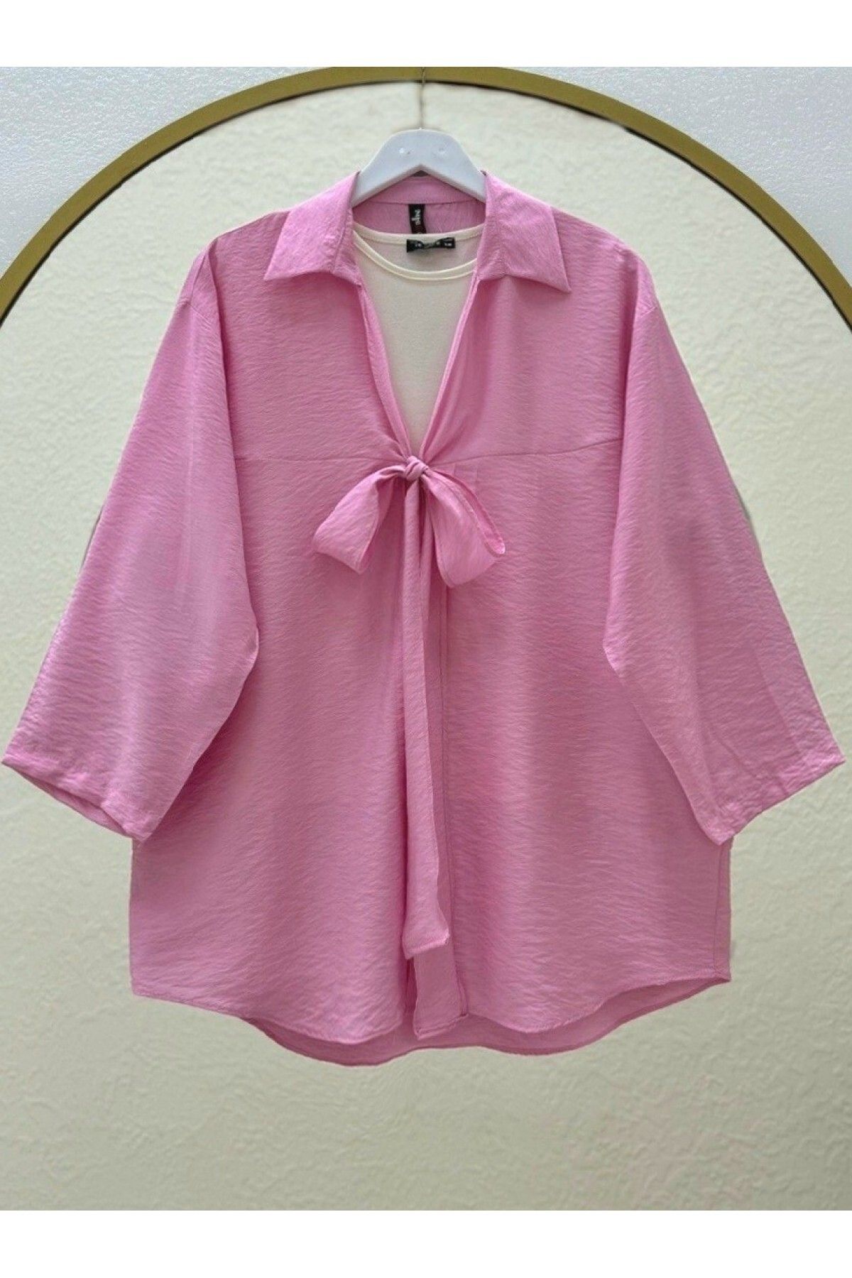 Modamorfo Önden Bağlamalı Yazlık Kimono -Pembe