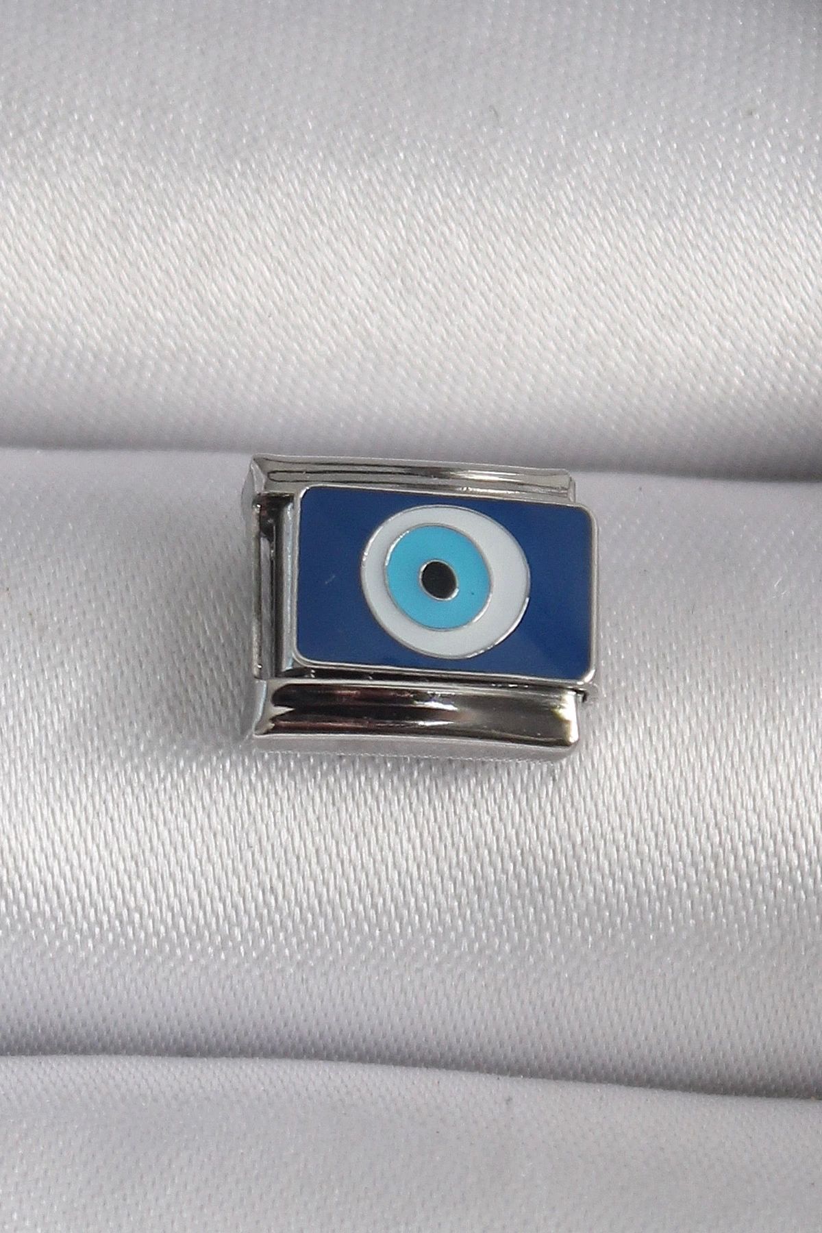 YNT İthalat 316L Çelik Gümüş Renk Nazar Boncuk Model Nomination Charm