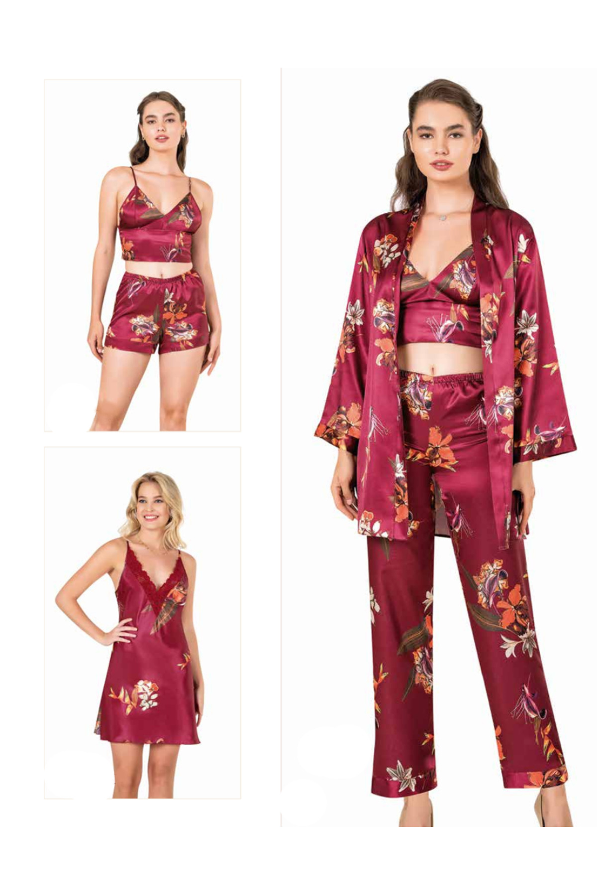 Genel Markalar İç Giyim MOONGİRL Saten Gecelik Set Takım