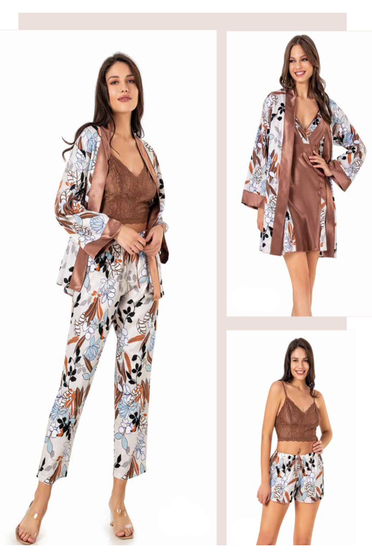 Genel Markalar İç Giyim MOONGİRL Saten Gecelik Set Takım