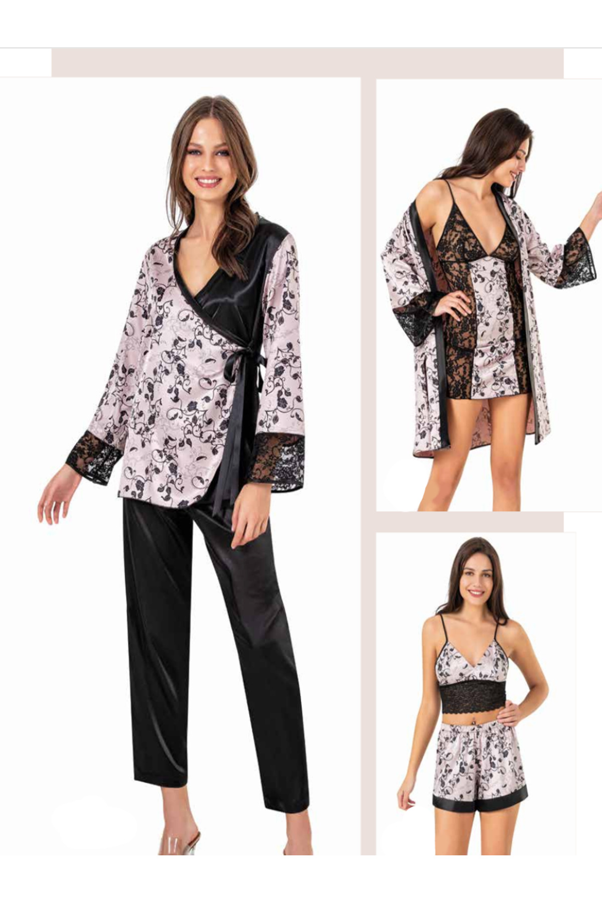 Genel Markalar İç Giyim MOONGİRL Saten Gecelik Set Takım