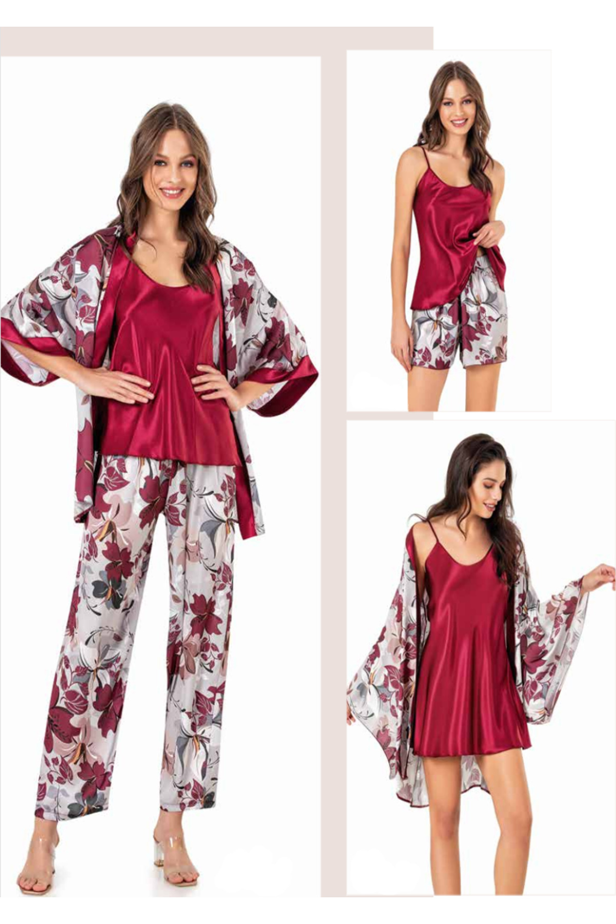 Genel Markalar İç Giyim MOONGİRL Saten Gecelik Set Takım