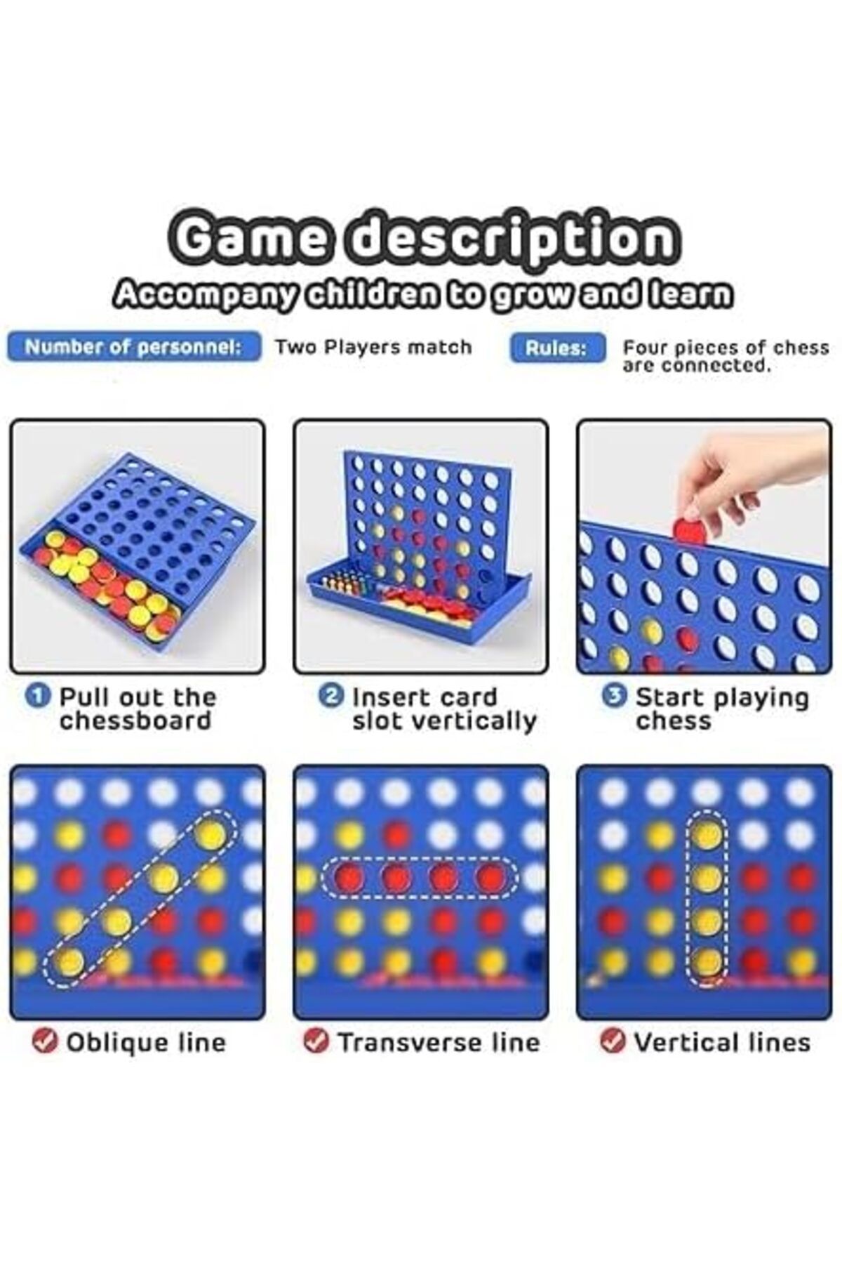 Other-Small Bingo Game 4 in a Row, Compact Strategy Board Game for Kids and Adults 3