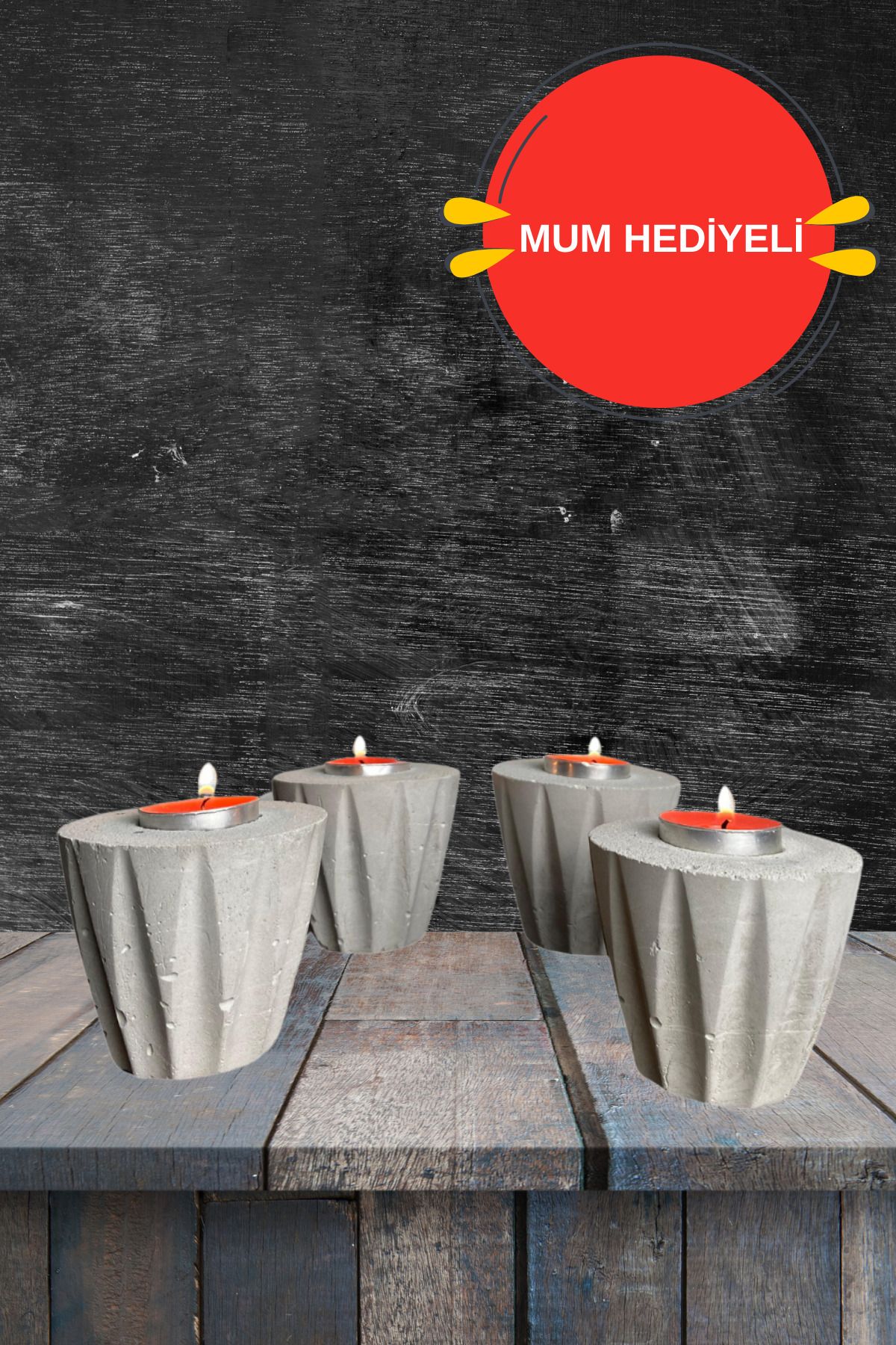 Hunters Gift Shop BETON DEKORATİF MUMLUK MFS1