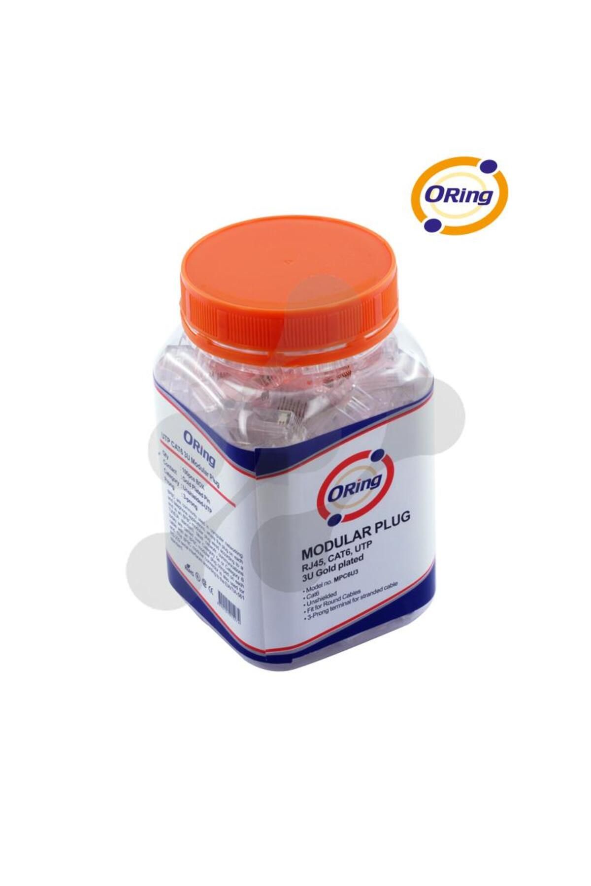 Pazarcan Oring Mpc6U3 Cat6 Plug U/Utp Rj45 Altin Uç Konnektör 100 Lü Paket