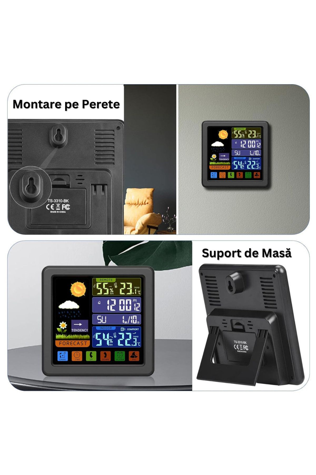 Velixo-Wireless Weather Station With Sensor, Lcd Touch Screen, Temp & Humidity, Forecast, Clock, Alarm 4