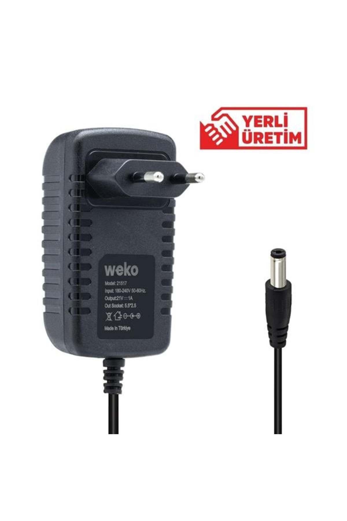 ÖYKÜ VE YİĞİT Weko 21 Volt - 1 Amper 5.5*2.5 Uçlu Priz Tipi Adaptör