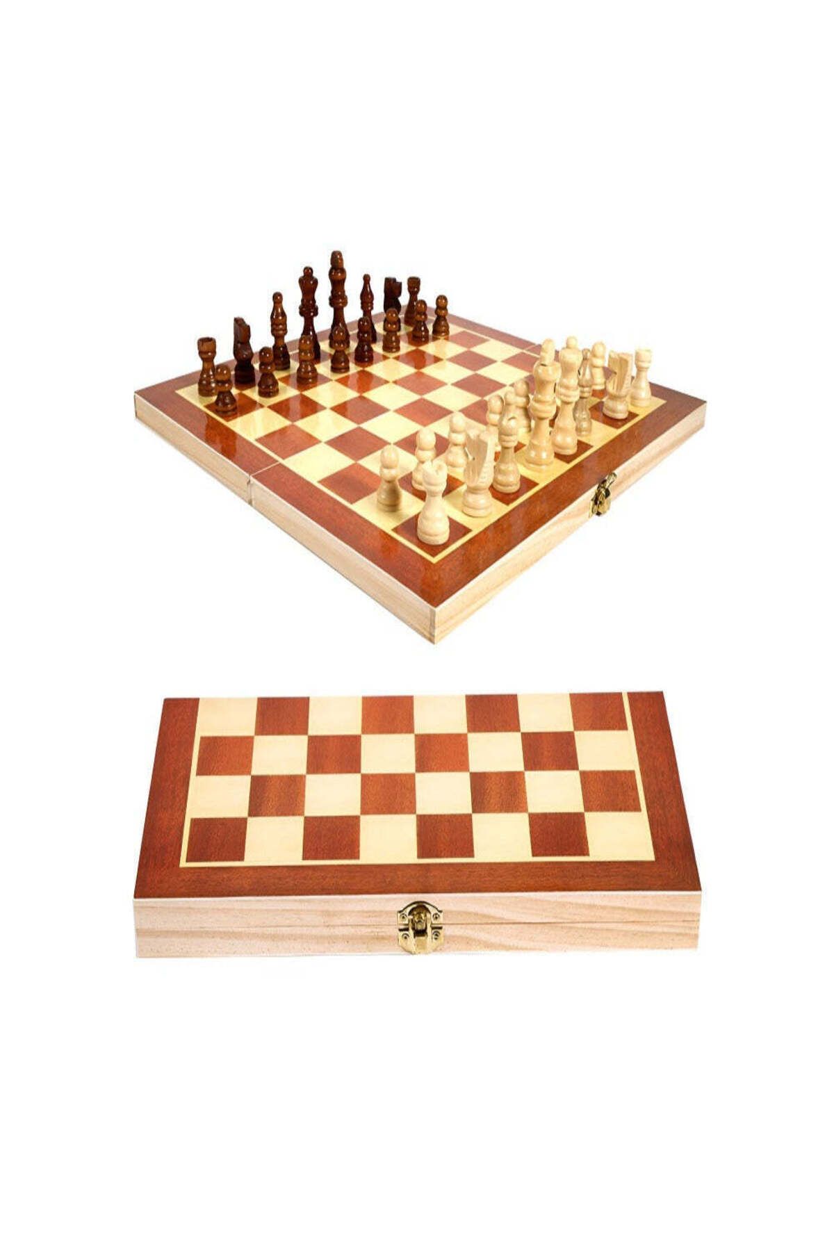 Velixo-Wooden Chess & Backgammon Set, Foldable, Includes Checkers, Trains Memory & Strategy,pieces Included 9
