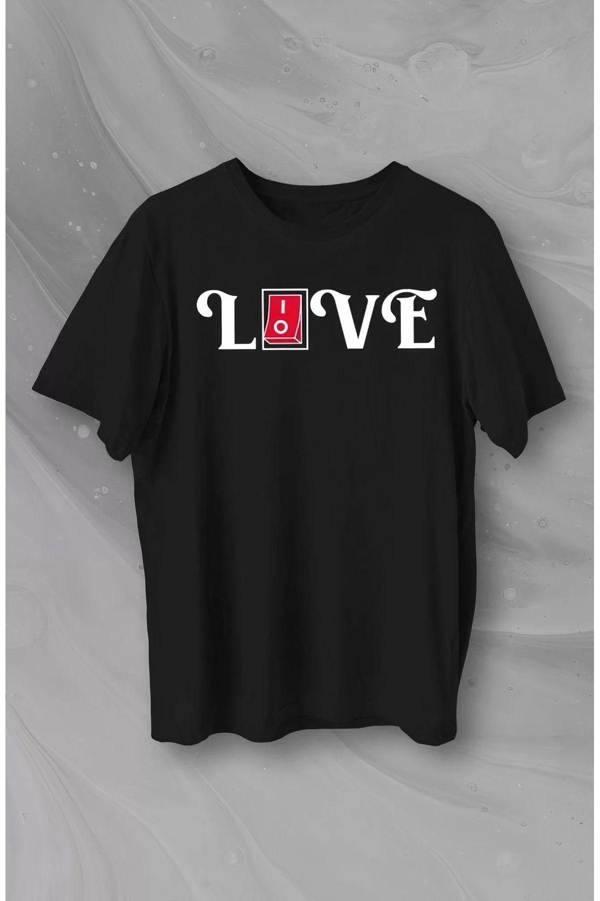 luz&pos Sevgililer Günü İçin Özel Tasarım Love Baskılı T-shirt - Siyah