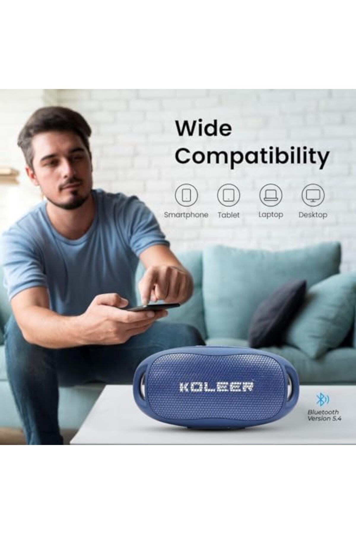 KOLEER-Heatz Zs24 Sound Lite Pro Bluetooth Speaker - 12w Output, Tws, Led Light, Usb, Tf, Aux Compatible 8