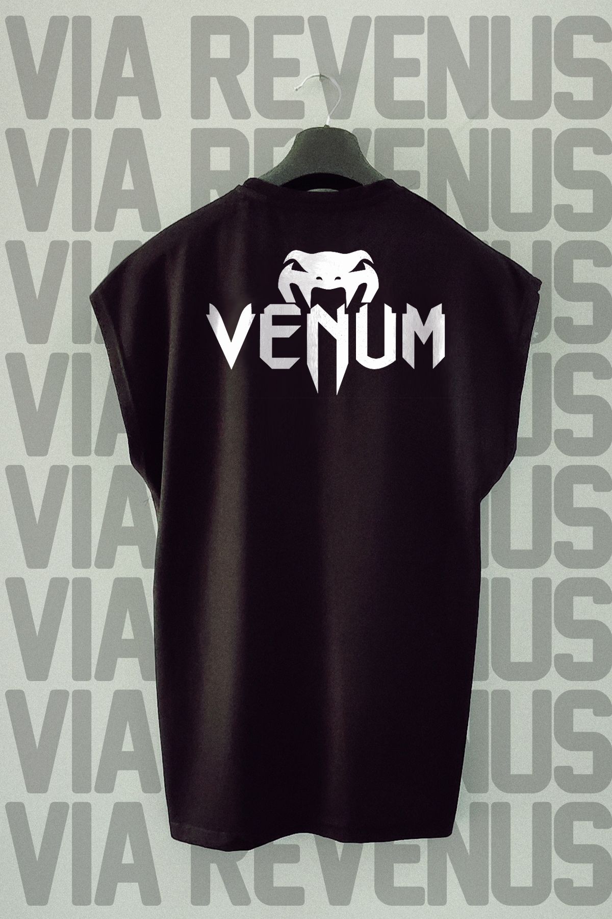 Vordevia UFC Ön ve Arka Baskılı Sıfır Kollu Bisiklet Yaka Spor Tshirt