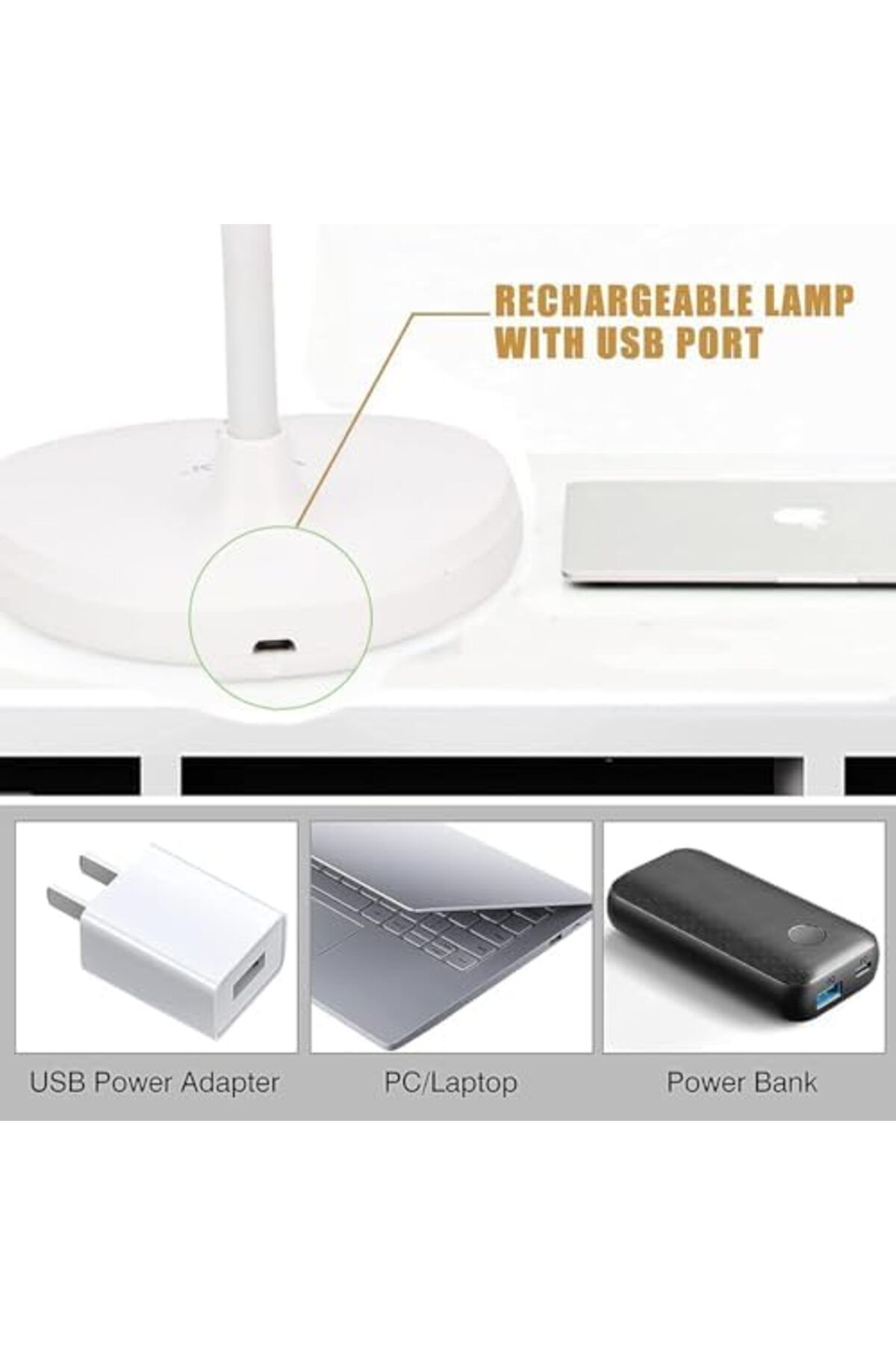 Generic-مصباح قراءة LED مع تحكم باللمس، 16 مصباح LED SMD، 3 أوضاع سطوع، إضاءة مكتب قابلة لإعادة الشحن عبر USB، F 6