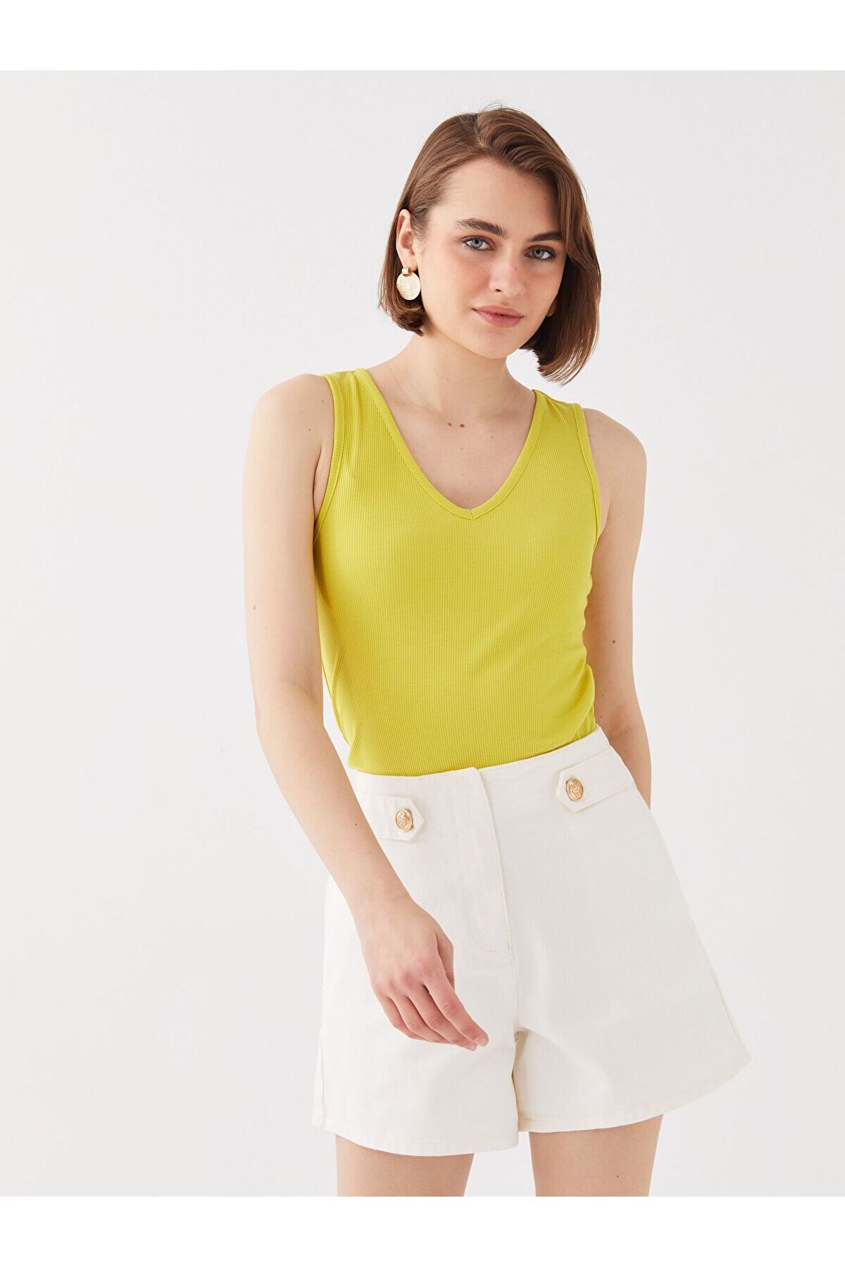 LC Waikiki Kadın V Yaka Düz Crop