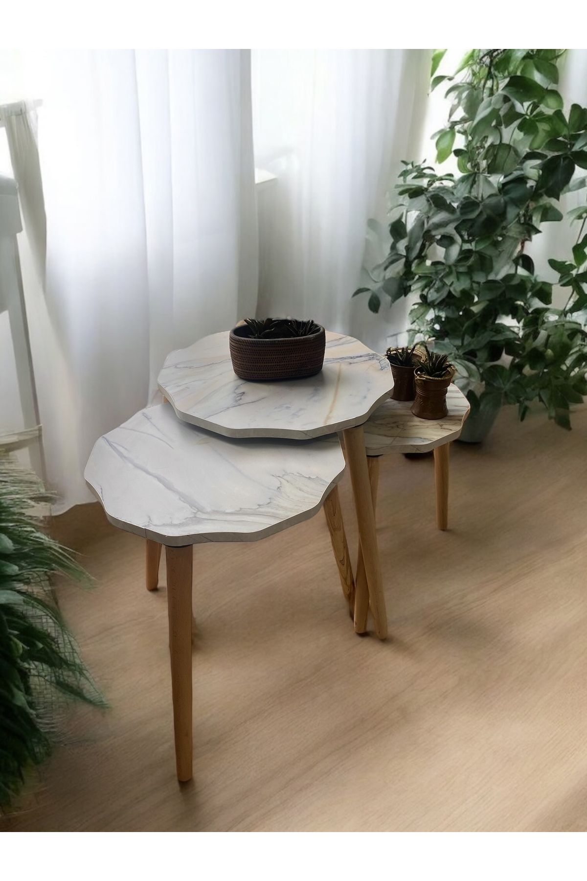 Prime Kalite Mermer Desenli Zigon Sehpa