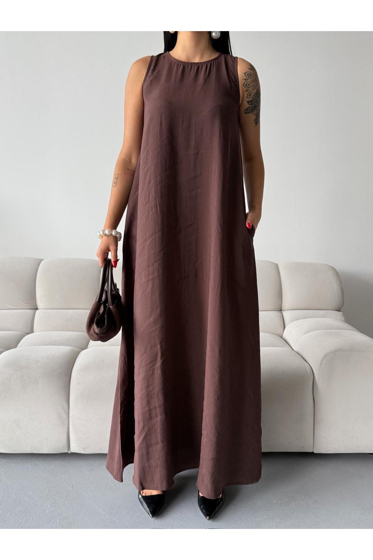 Ekim Store Kalın Askılı Rahat Kesim Oversize Elbise
