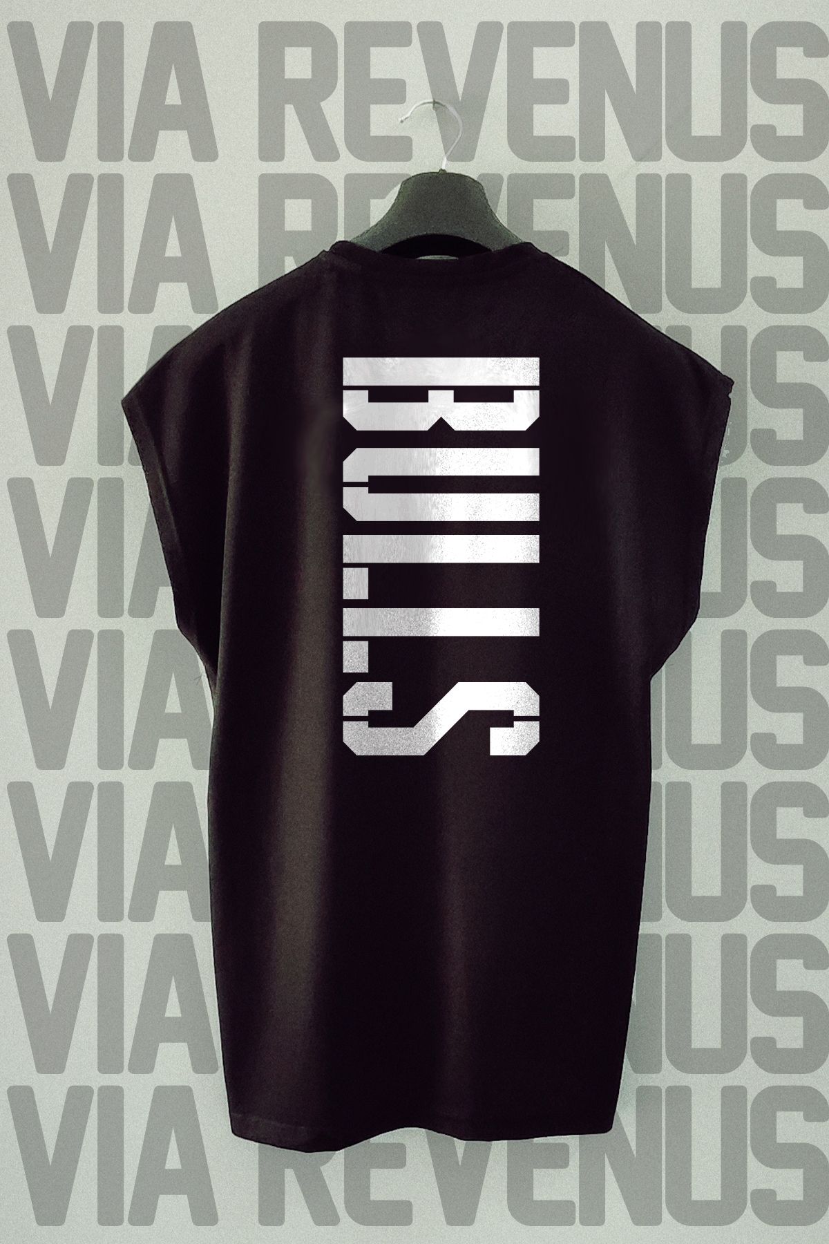 Vordevia BULLS Sırt Baskılı Sıfır Kollu Bisiklet Yaka Spor Tshirt