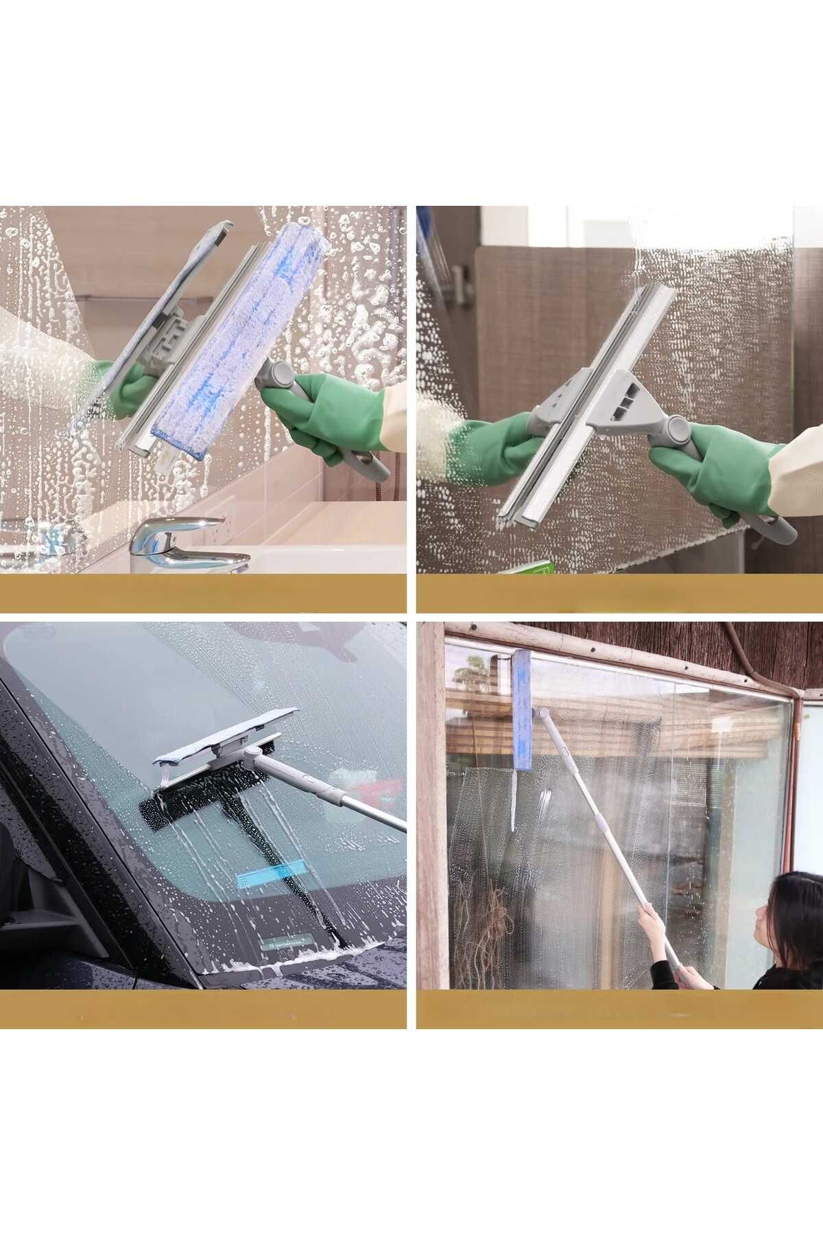 MARYALEX-Professional 2-in-1 window wiper, 180° rotating, with 2 removable microfiber cloths 3