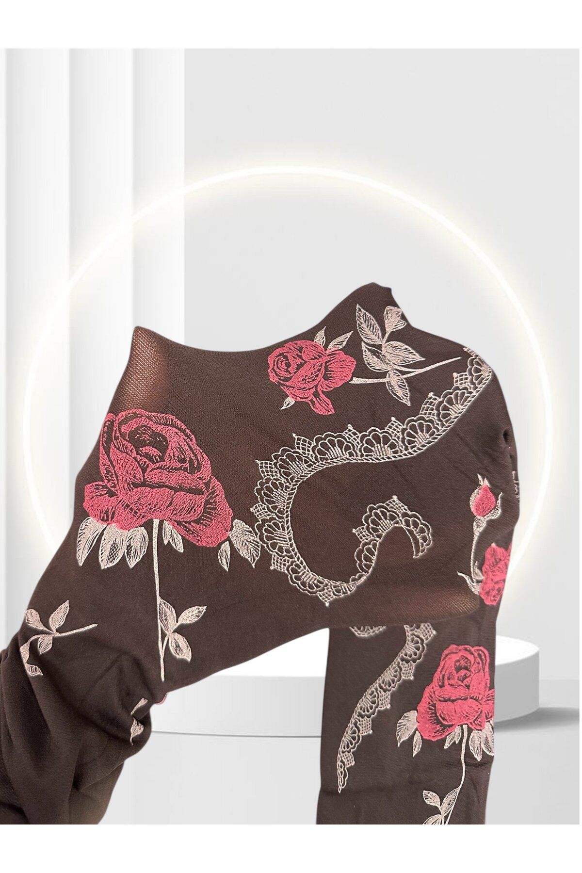 İntive Lingerie Grisi Alya Çiçek ve Dantel Desenli 40 Den Baskılı Vintage Külotlu Çorap (Made in Italy)