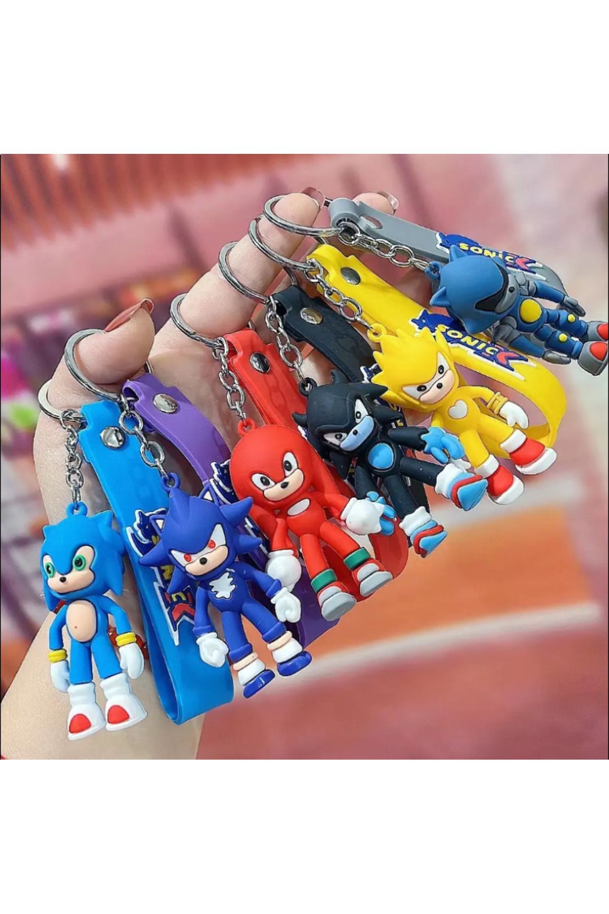 Bizde Ne Yok ki Sonic Knuckles 3d Lüx Anahtarlık Oyuncak Ve Çanta Aksesuarı 6 adet