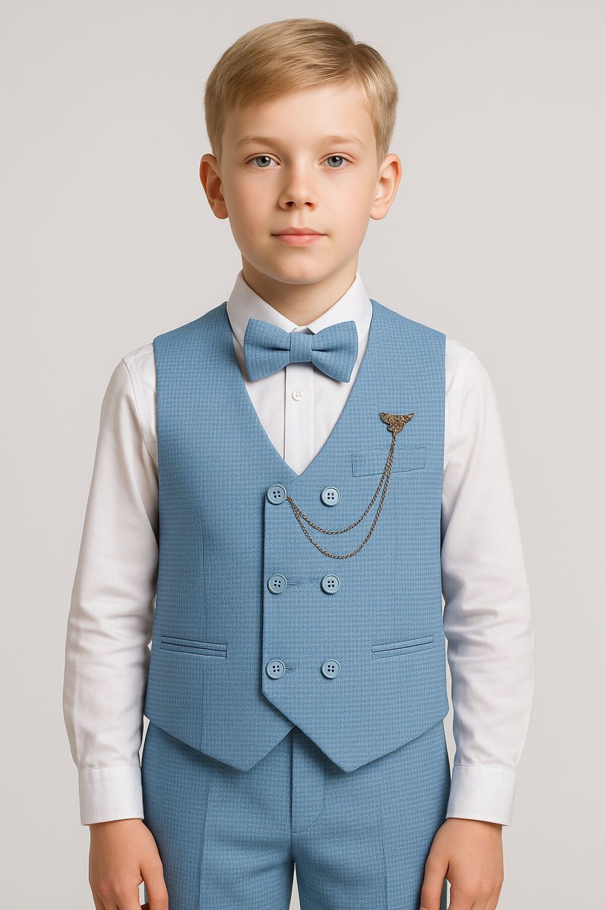  ست جلیقه کلاسیک پسرانه ۴ تکه - سبک ساده و شیک (۲ تا ۱۳ سال)