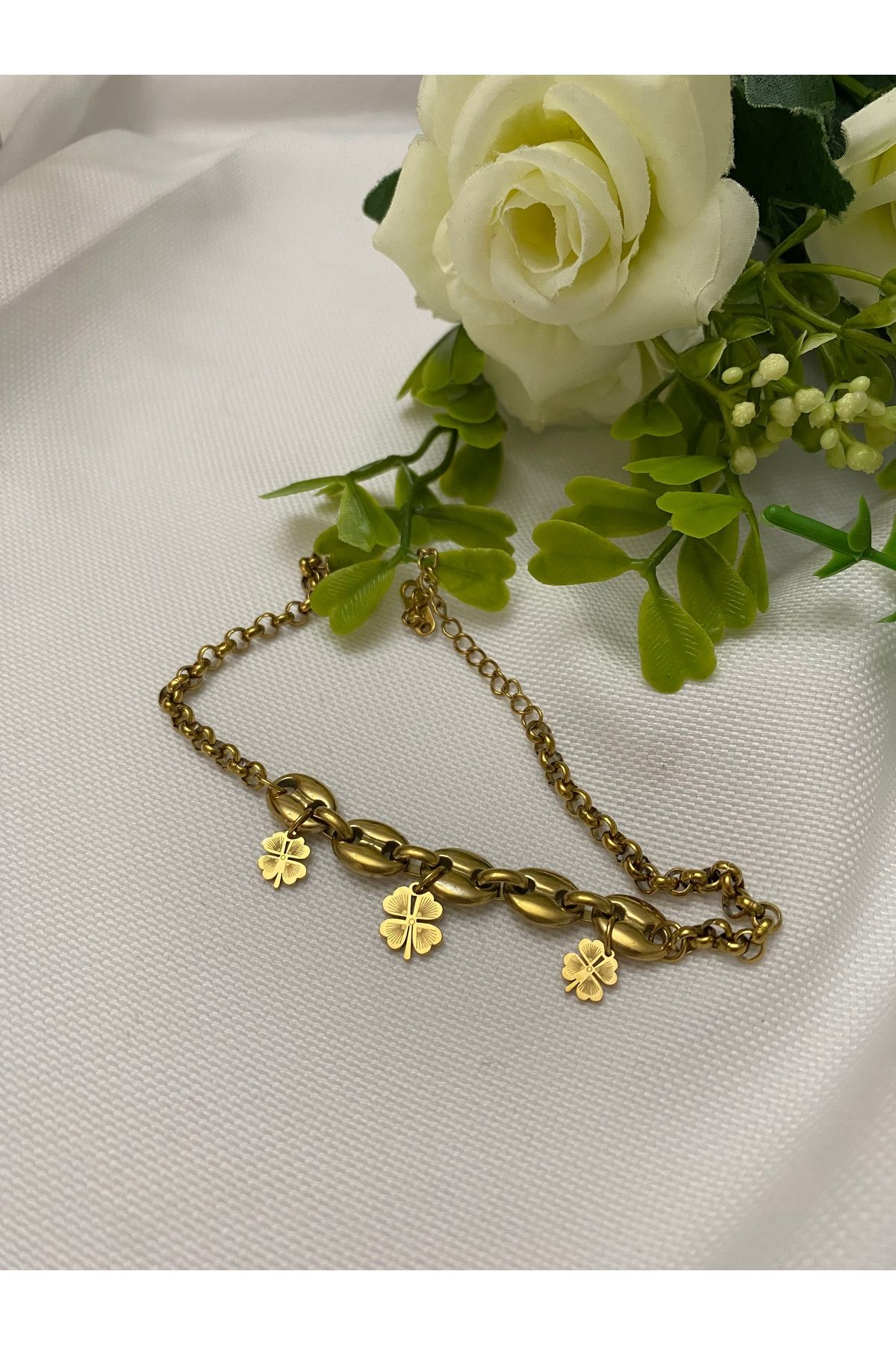 asem jewelry ÇELİK YONCA DETAYLI BİLEKLİK