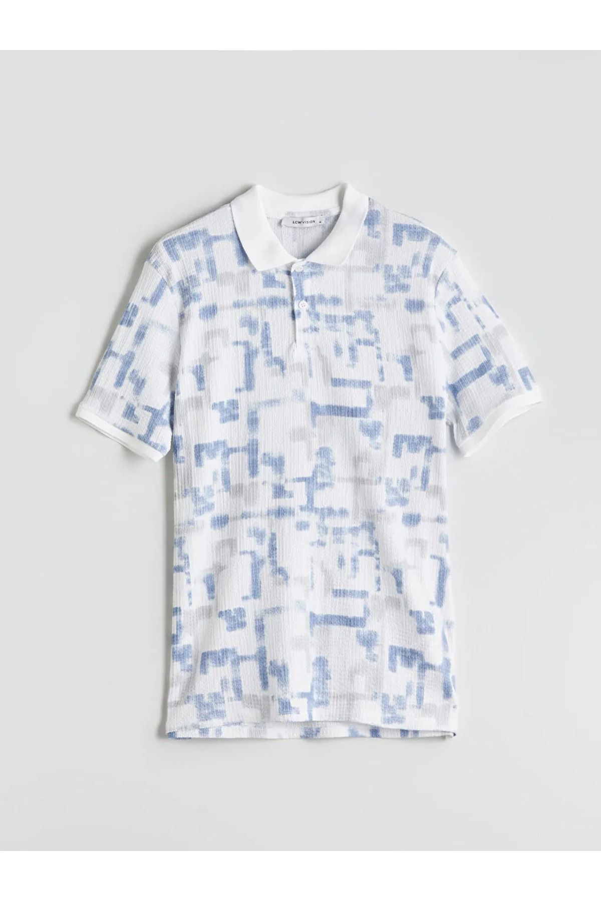 LC Waikiki LCW Vision Mavi Polo Yaka Desenli Erkek Tişört