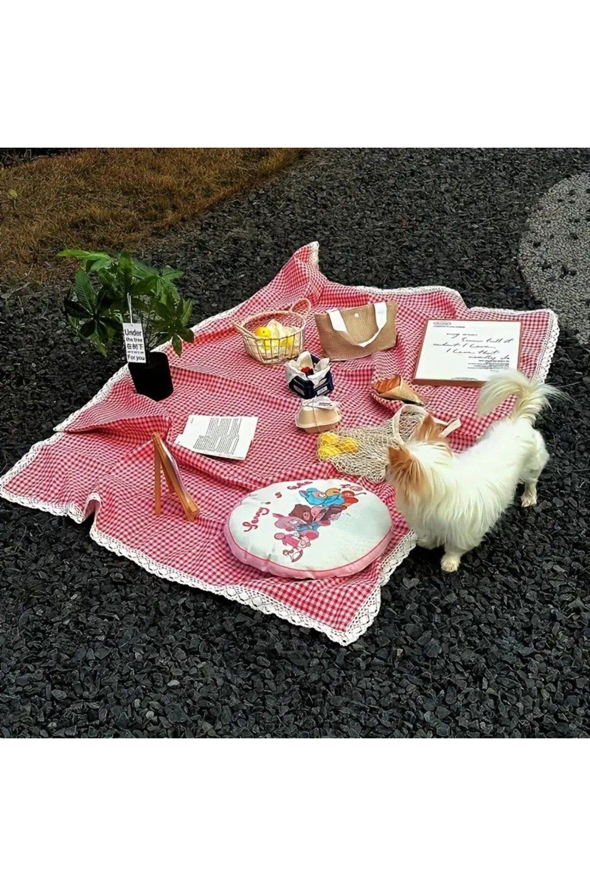 ZADA HOME Piknik Kırmızı Masa Ekose Masa Örtüsü, Pötikareli Masa Örtüsü Ve Dantel şerit Masa Örtüsü,