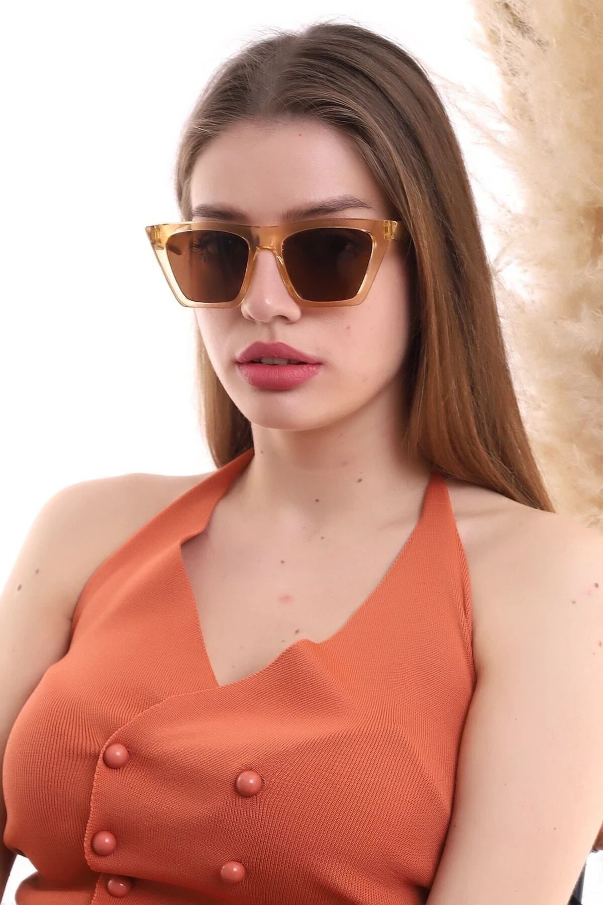 ROSESSO kedi kare siyah unisex güneş gözlüğü Uv400 korumalı
