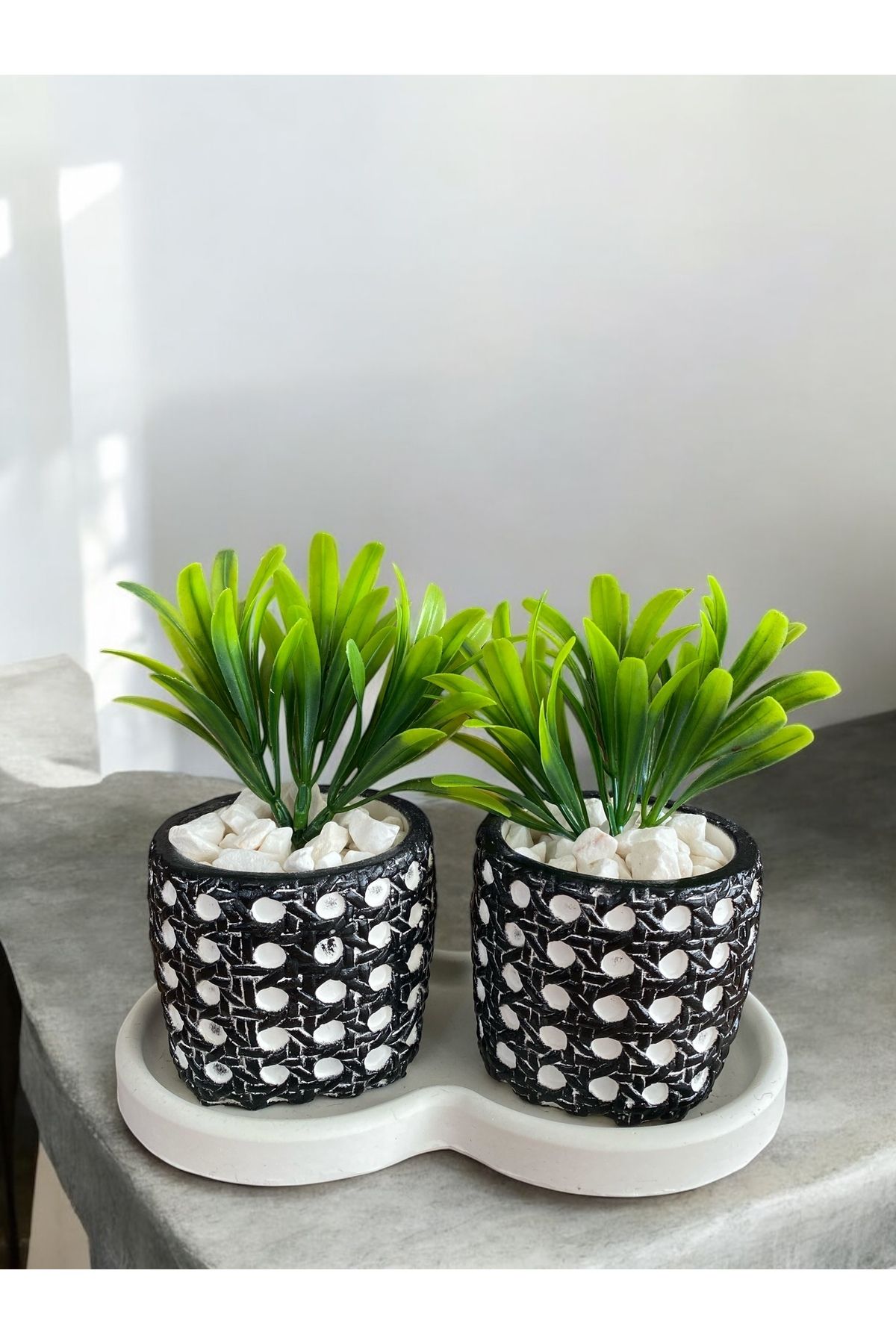 Momiko Hazeran Desenli 3lü Dekoratif Minik Beton Sukulent Saksısı, Hazeran Saksı, ÇİÇEKSİZDİR, 7X8 cm