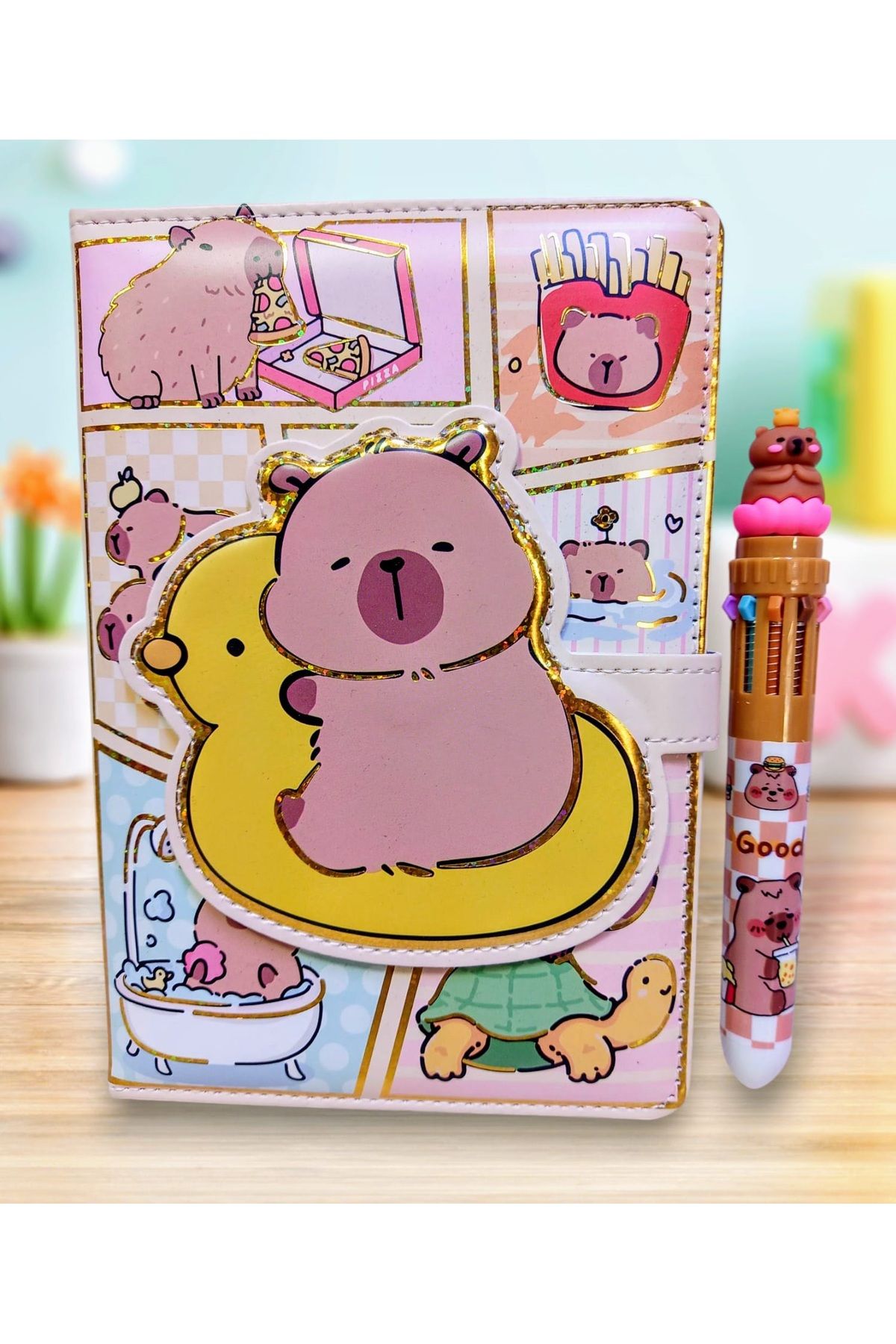 izmir yazici servis Capybara Süslü Not Defteri Mıknatıslı Kapak Not Haftalık Aylık Planlayıcı 3 Ü Bir Arada 14x20 Cm