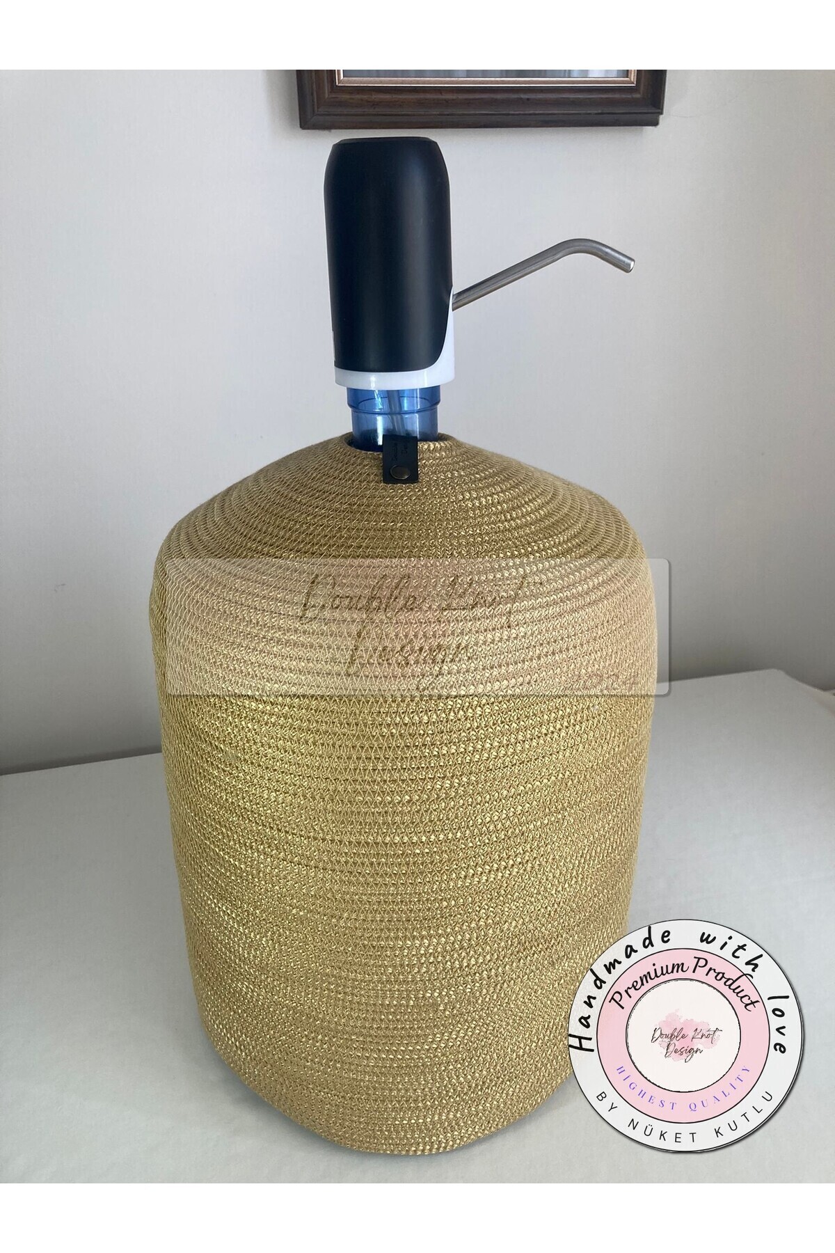 DOUBLE KNOT DESİGN Damacana Kılıfı Dekoratif Sepet - Organizer / Hediyelik Hasır Jüt Tress