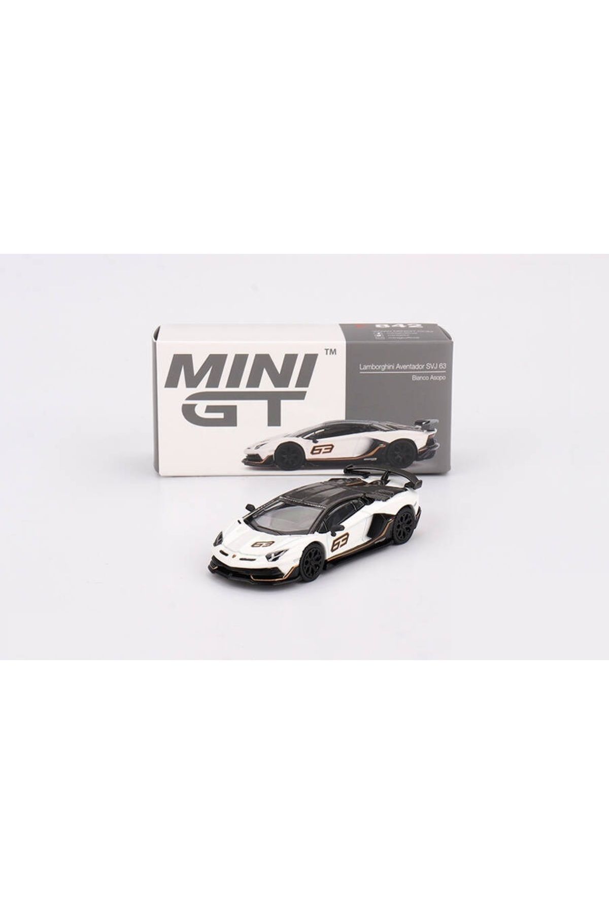 mini gt 1/64 842 Lamborghini Aventador SVJ 63 Bianco Asopo