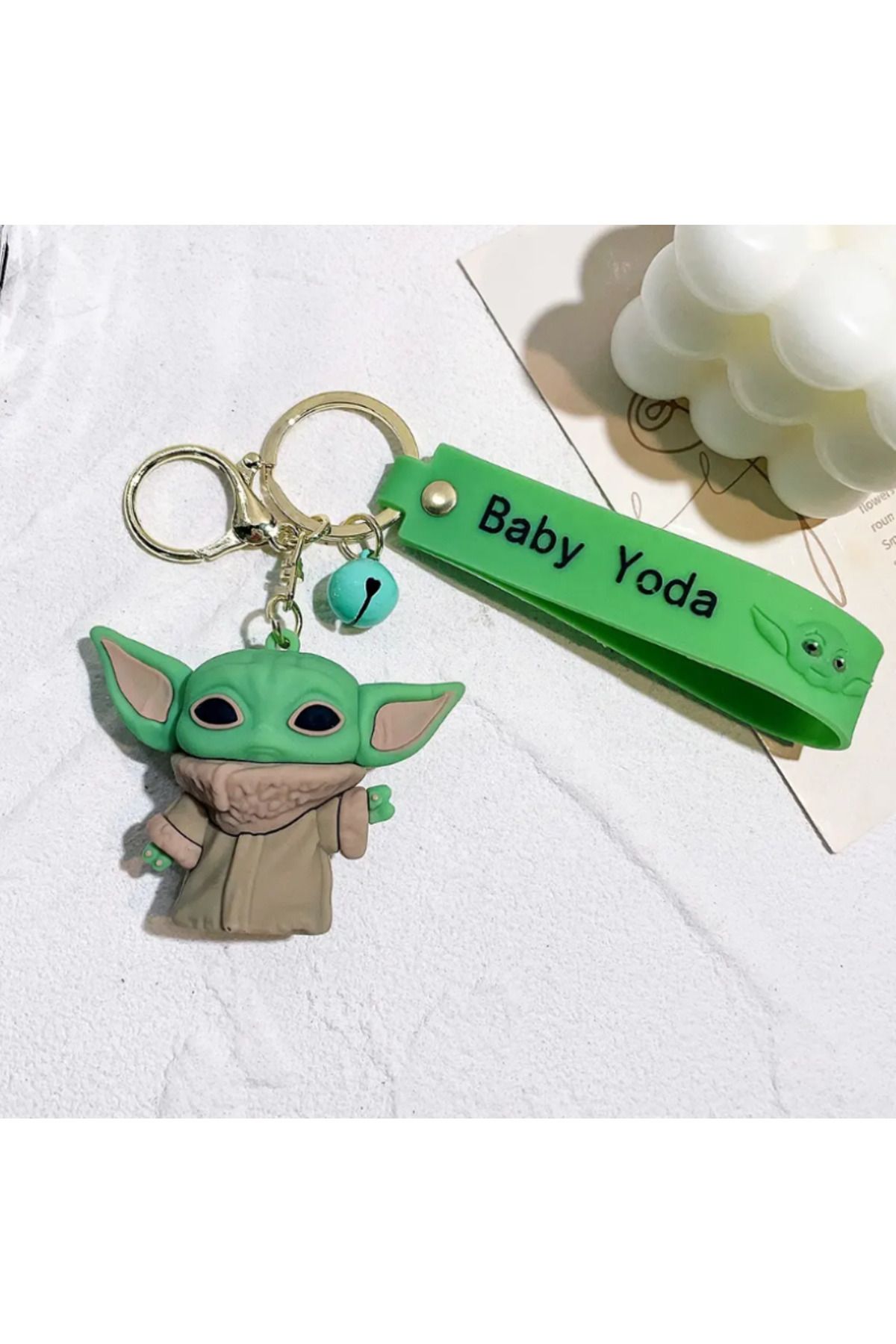 Bizde Ne Yok ki Star Wars Mandalorian The Child Grogu Baby Yoda Anahtarlık ve Çanta Süsü 3D Küçük Boy