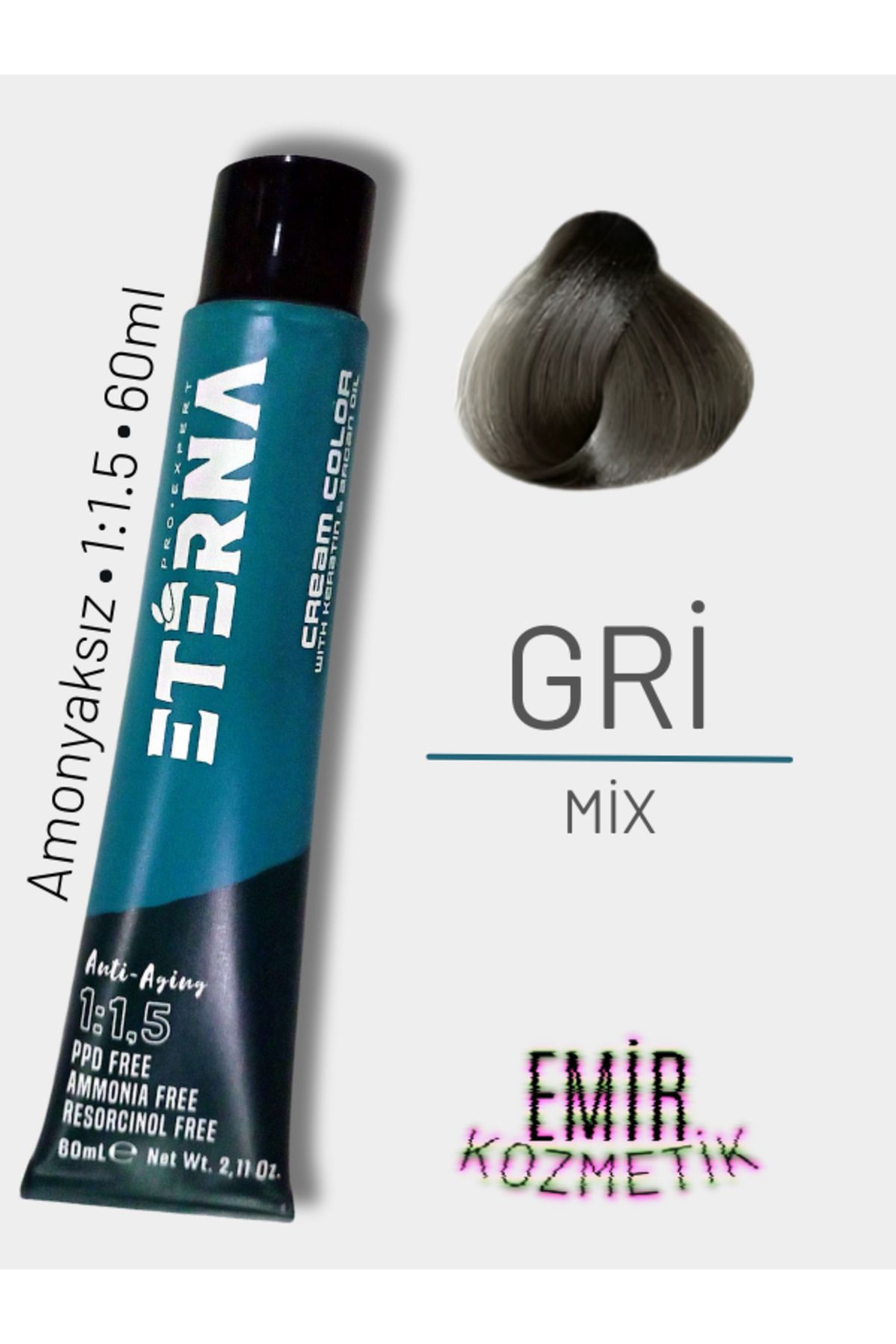 ETERNA Amonyaksız Doğal Saç Boyası - Mix Gri