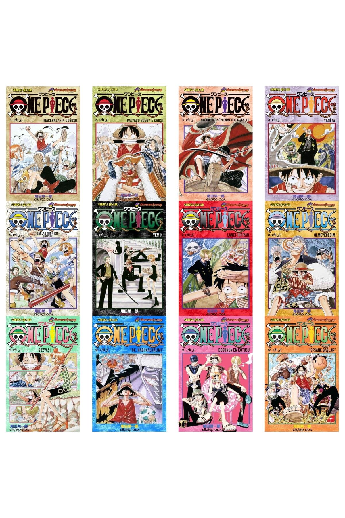 Gerekli Şeyler Yayıncılık One Piece 1-2-3-4-5-6-7-8-9-10-11-12. Ciltler 12 li Manga Seti