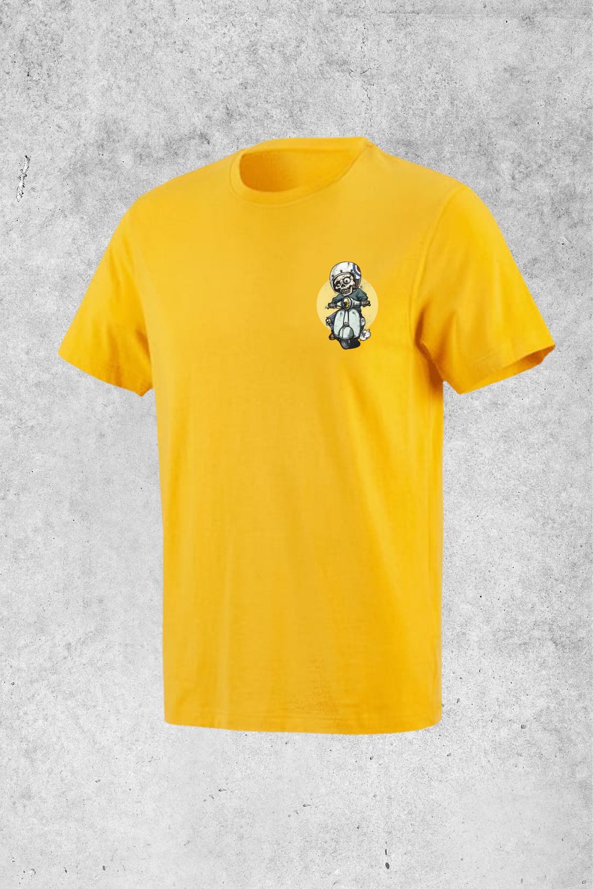 MOLICO basic unisex sıfır yaka kısa kollu MOTORCU KURT KAFA BASKILI Tshirt