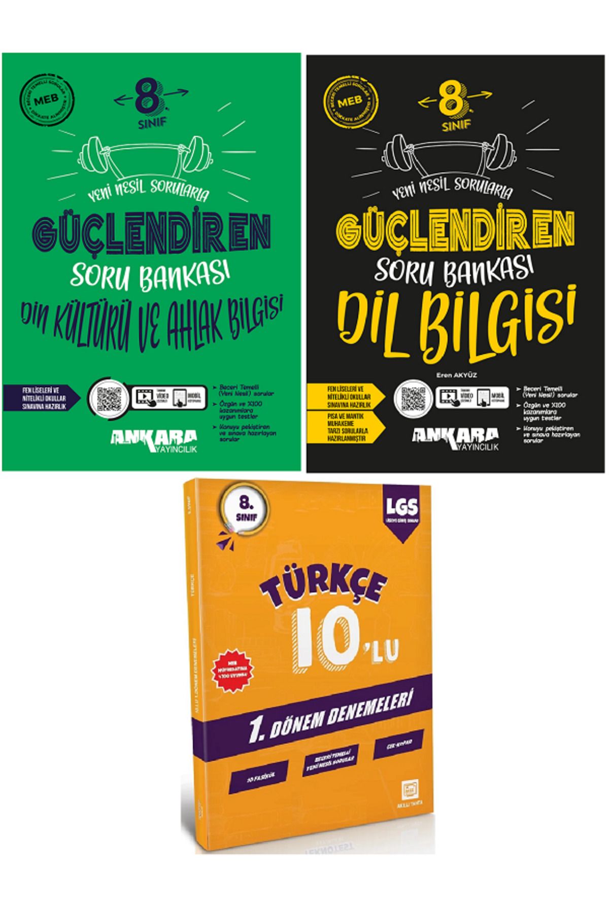 Ankara Yayıncılık 8.Sınıf Ankara Güçlendiren Din Kültürü + Dil Bilgisi Soru Bankası + 10'Lu Türkçe Deneme HEDİYE