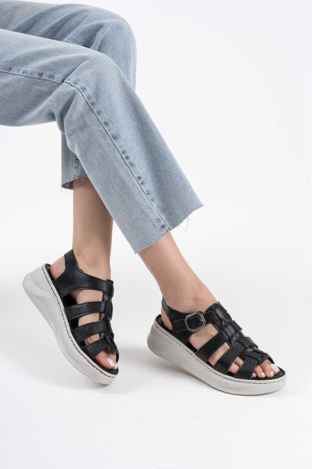 Halat Shoes Kadın Hakiki Deri Klasik Sandalet HLT-204