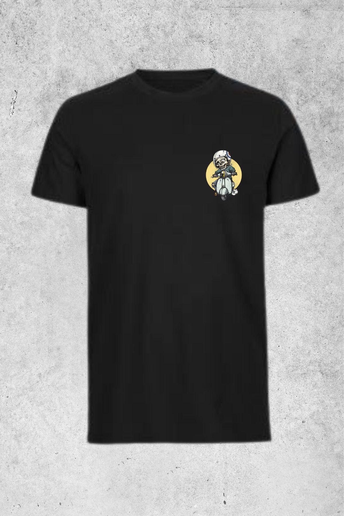 MOLICO basic unisex sıfır yaka kısa kollu MOTORCU KURT KAFA BASKILI Tshirt