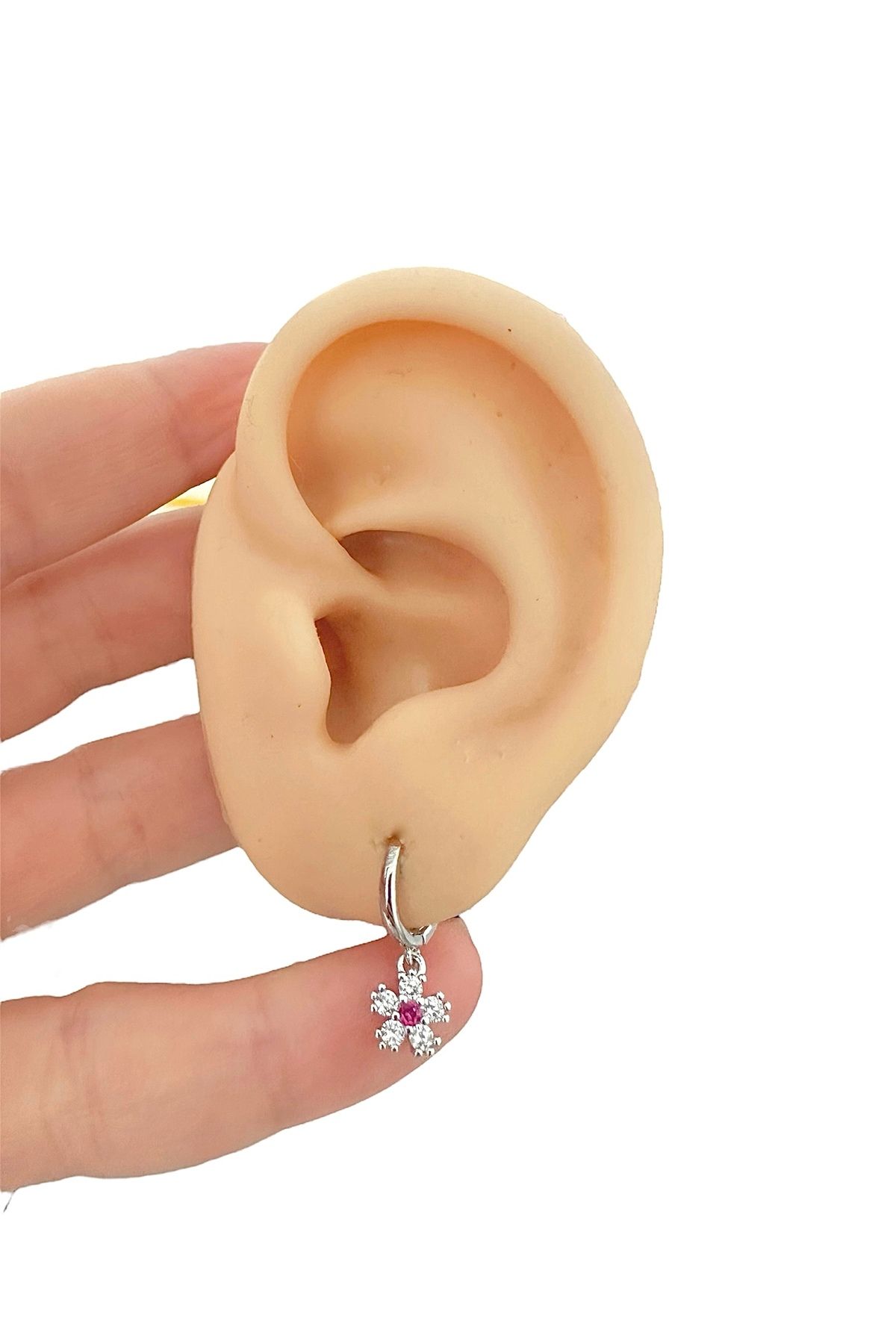 My Bellas Jewels Cerrahi Çelik Zirkon Sallantılı Taşlı Halka Tragus Piercing, Helix, Flat, Conch, Lobe (1 Adet)