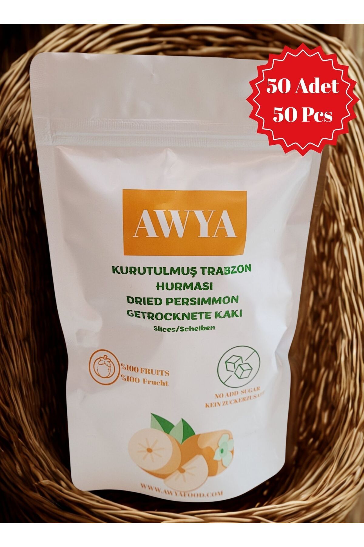 awya Kurutulmuş Trabzon Hurması Dried Persimmon Paketli 50 Adet Kolili