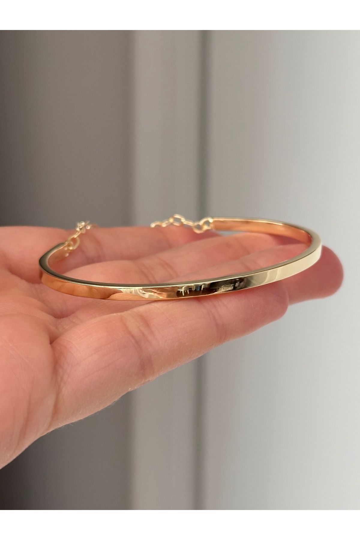 emy by emel luxury silver jewelry Altın Kaplama Düz Model Bilezik 925 Ayar Gümüş