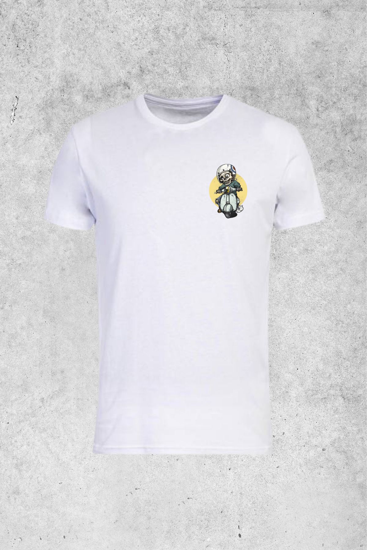 MOLICO basic unisex sıfır yaka kısa kollu MOTORCU KURT KAFA BASKILI Tshirt
