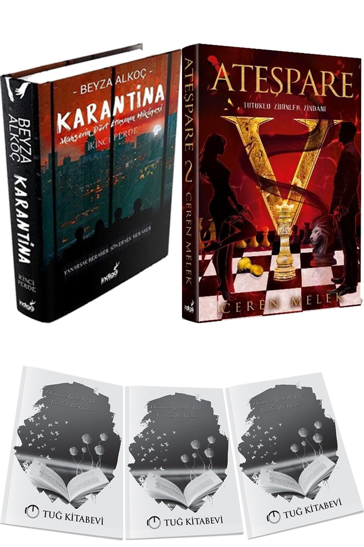 İndigo Kitap Karantina 2 Ciltli ve Ateşpare 2 Tutuklu Zihinler Zindanı Ciltli + Hediyeli