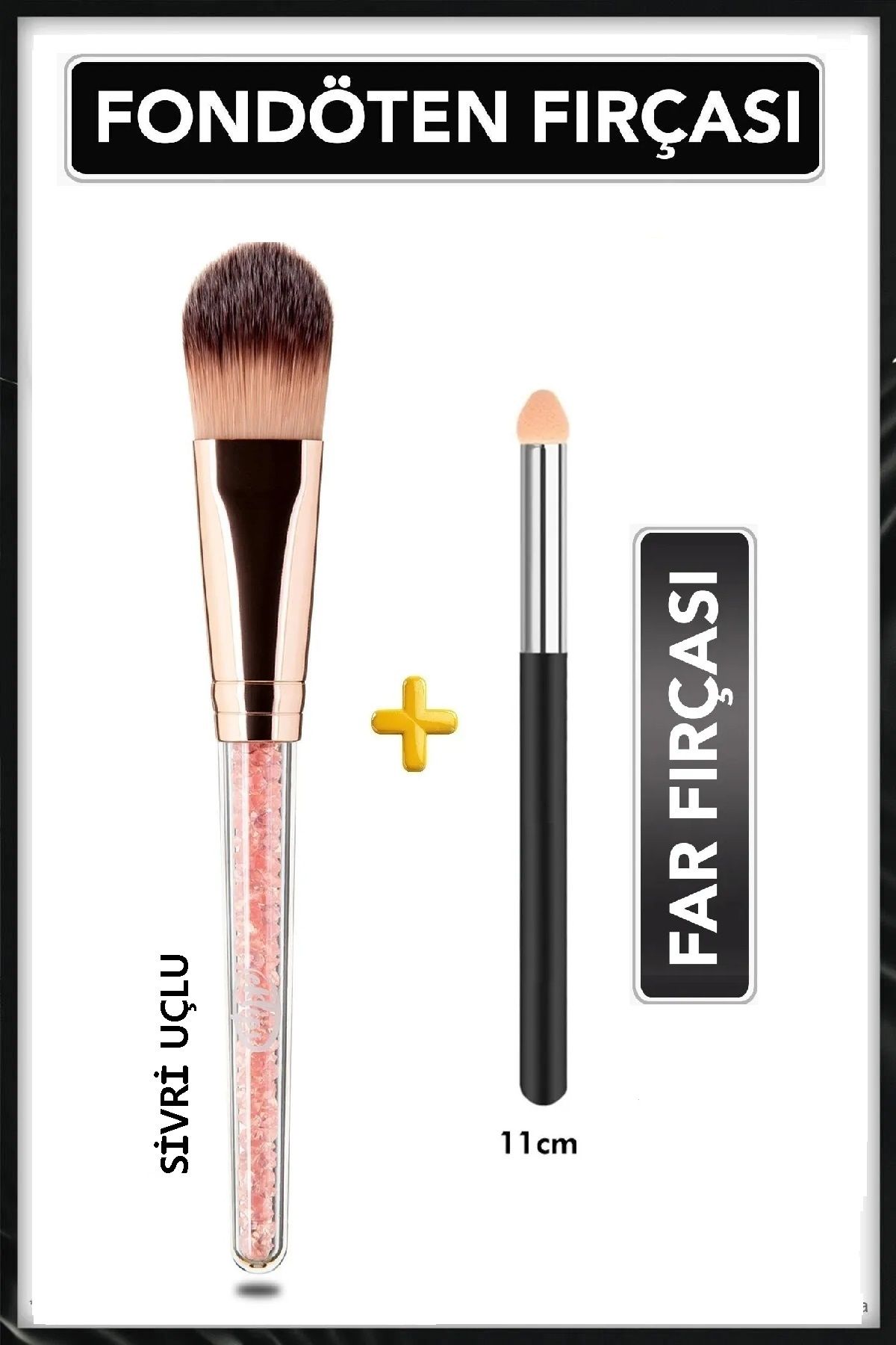 eklips Sivri Uçlu Fondöten Fırçası + Siyah Far Fırçası