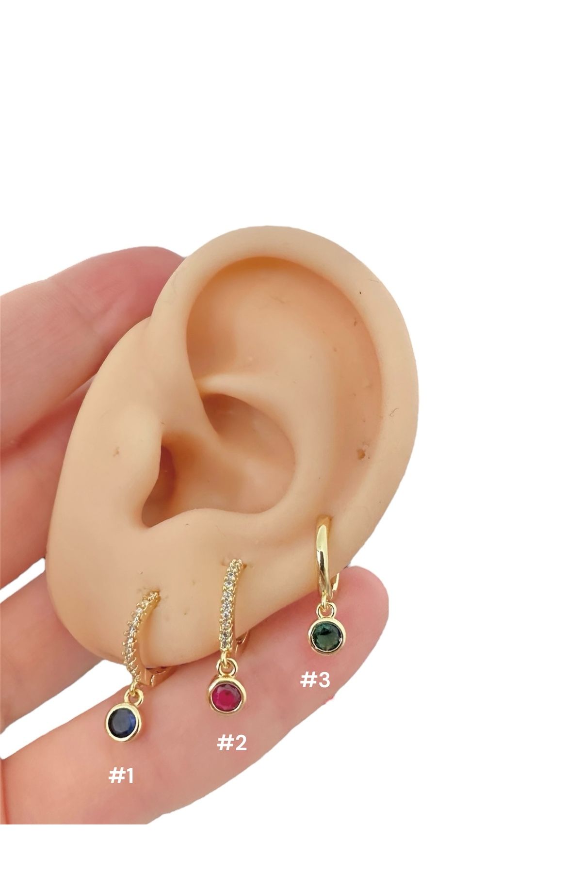 My Bellas Jewels Cerrahi Çelik Zirkon Sallantılı Taşlı Halka Tragus Piercing, Helix, Flat, Conch, Lobe (1 Adet)